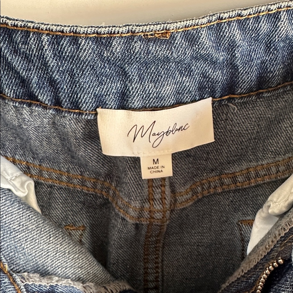 Like New Mayblanc Jean Denim Midi Skirt With Slit Size Medium - Picture 4 of 8